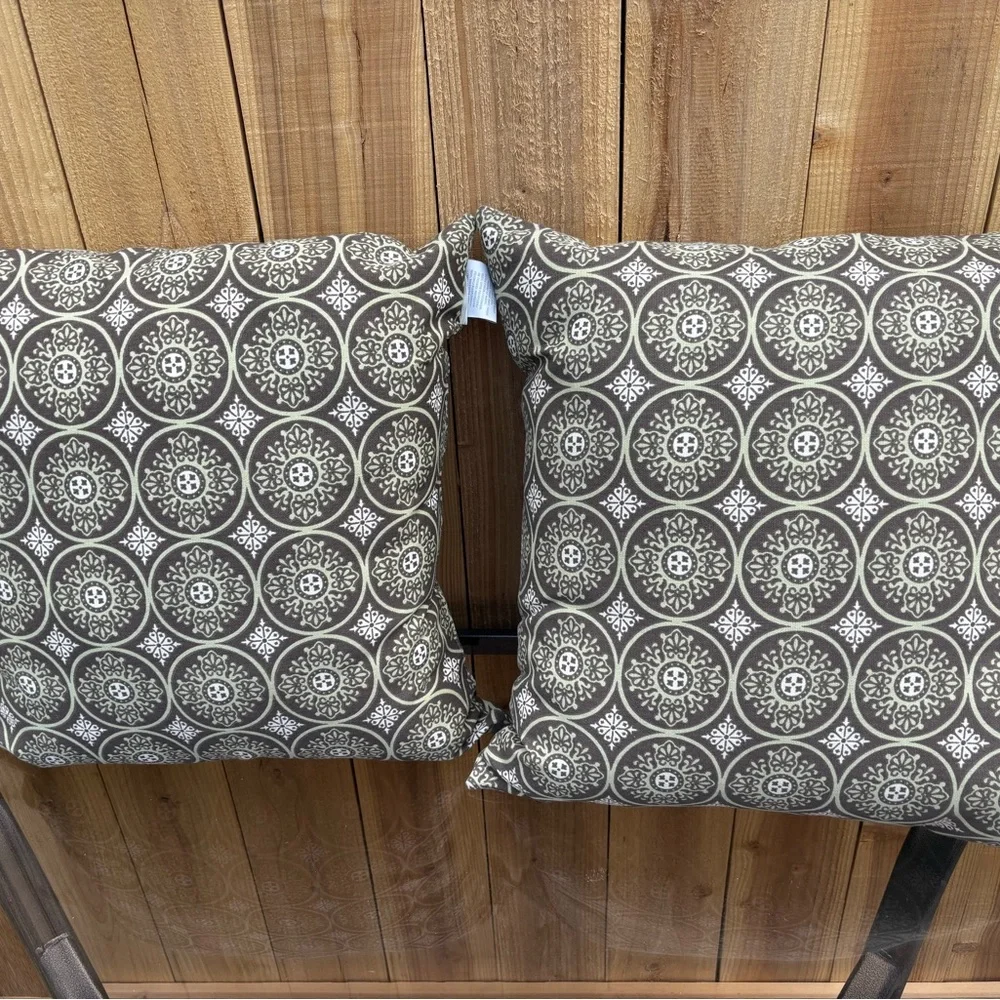 Restoration Hardware Olive Green Brown Set Of 2 Throw Pillows NICE Made In USA